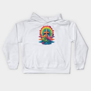 Heaven is a Rainbow - Rainbow Cross and Clouds - LGBT Ally LGBTQIA Pride LGBTQ Love is Love Christian Kids Hoodie